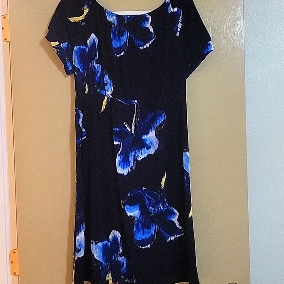 INC Navy Floral Midi Dress Women's XL - Picture 3 of 4